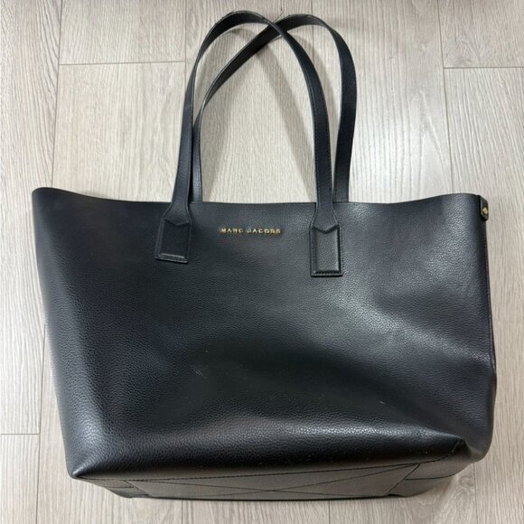 Marc Jacobs Black Large Leather Tote Work Travel Bag - Picture 2 of 12